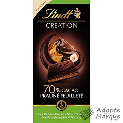 Lindt Création - Tablette Chocolat Noir 70% Cacao & Praliné Feuilleté La tablette de 145G