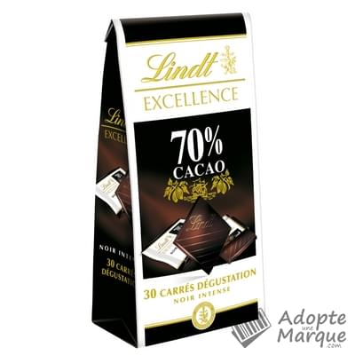 Lindt Excellence - Carrés de Chocolat Noir 70% Cacao Le sachet de 30 carrés - 165G