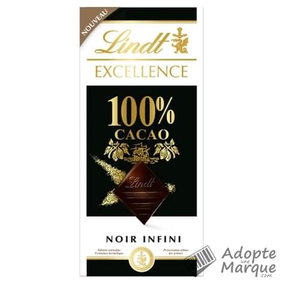 Lindt Excellence - Tablette Chocolat Noir 100% Noir Infini La tablette de 50G
