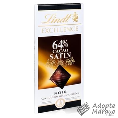 Lindt Excellence - Tablette Chocolat Noir 64% Cacao Satin La tablette de 100G