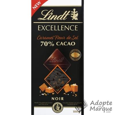 Lindt Excellence - Tablette Chocolat Noir 70% Cacao & Caramel Fleur de Sel La tablette de 100G