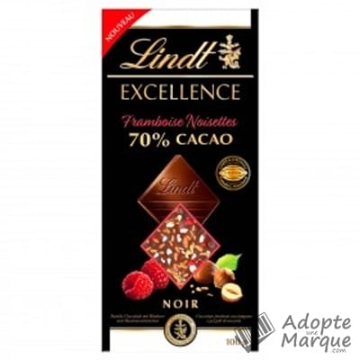 Lindt Excellence - Tablette Chocolat Noir 70% Cacao & Framboise Noisettes La tablette de 100G