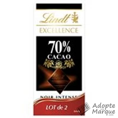 Lindt Excellence - Tablette Chocolat Noir 70% Cacao Noir Intense Les 2 tablettes de 100G