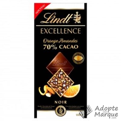 Lindt Excellence - Tablette Chocolat Noir 70% Cacao & Orange Amandes La tablette de 100G