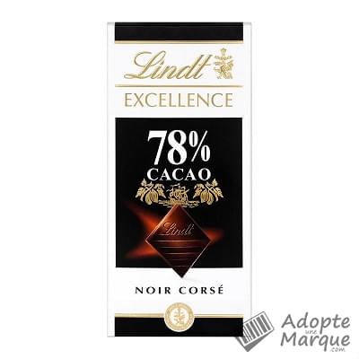 Lindt Excellence - Tablette Chocolat Noir 78% Cacao Noir Corsé La tablette de 100G