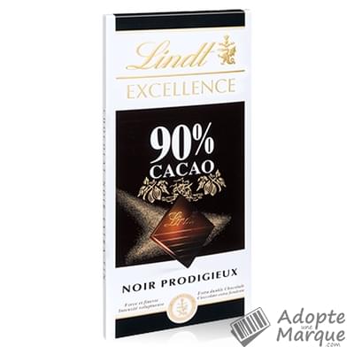Lindt Excellence - Tablette Chocolat Noir 90% Cacao Noir Prodigieux La tablette de 100G