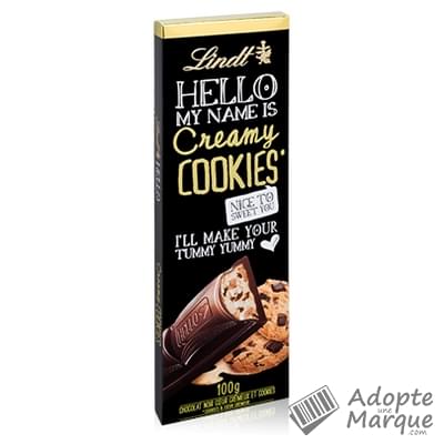 Lindt Hello Noir Creamy Cookies La tablette de 100G