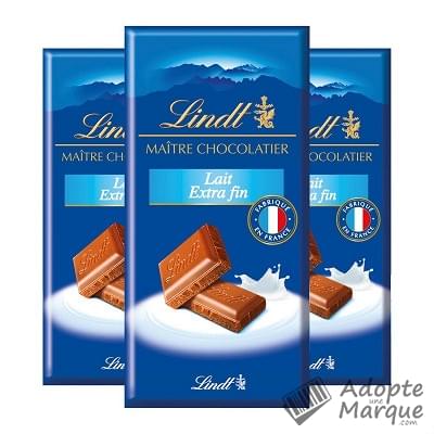 Lindt Maître Chocolatier - Tablette Chocolat au Lait Extra Fin Les 3 tablettes de 110G