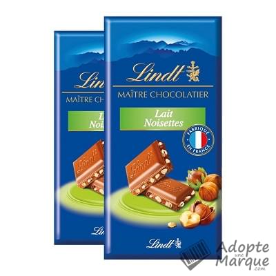Lindt Maître Chocolatier - Tablette Chocolat au Lait & Noisettes Les 2 tablettes de 110G
