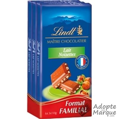 Lindt Maître Chocolatier - Tablette Chocolat au Lait & Noisettes Les 3 tablettes de 110G