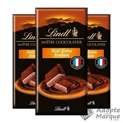 Lindt Maître Chocolatier - Tablette Chocolat Noir Extra Fondant Les 3 tablettes de 110G