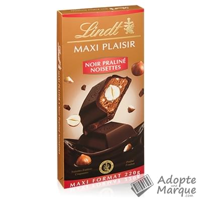 Lindt Maxi Plaisir - Tablette Chocolat Noir Praliné Noisettes La tablette de 220G