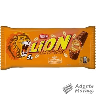 Lion Peanut - Barres Chocolatées aux Eclats de Cacahuètes Le paquet de 5 barres - 205G