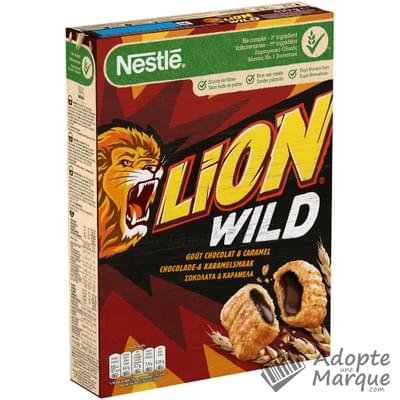Lion Wild - Céréales au Caramel fourrées au Chocolat Le paquet de 410G