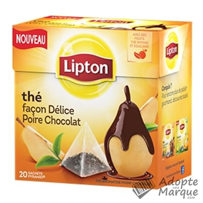 Lipton Thé Noir Parfumé façon Délice Poire Chocolat La boîte de 20 sachets Pyramid®