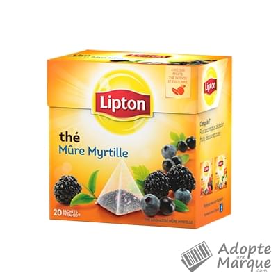Lipton Thé Noir Parfumé Mûre & Myrtille La boîte de 20 sachets Pyramid®