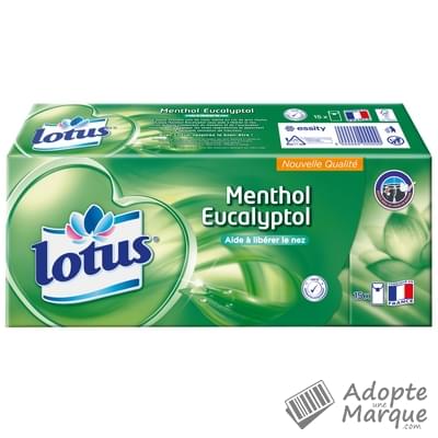 Lotus Menthol - Mouchoirs en papier parfumés Menthol-Eucalyptol - Format Etuis Les 15 étuis de 9 mouchoirs