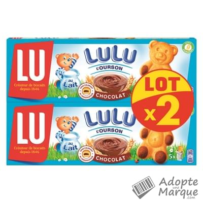 Lulu l'Ourson Gâteaux fourrés au Chocolat Les 2 paquets de 150G