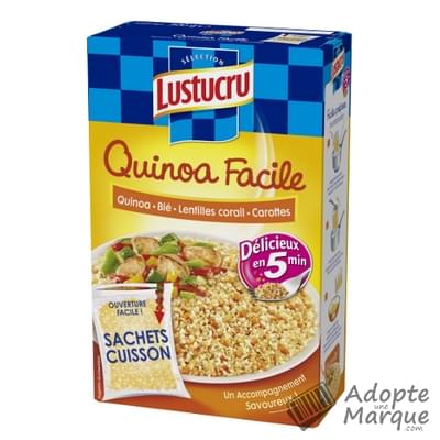 Lustucru Sélection Quinoa Facile : Blé, Lentilles corail, Carottes en 5min Les 2 sachets de 150G - 300G