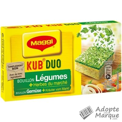 Maggi Bouillon KUB Duo aux Légumes & Herbes du marché La boîte de 10 cubes - 105G