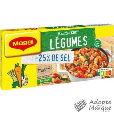 Maggi Bouillon KUB Légumes Sel réduit La boîte de 12 cubes - 120G