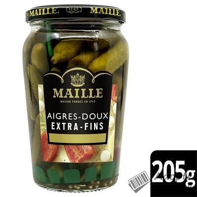 Maille Cornichons Aigres-Doux Extra-Fins Le bocal de 205G