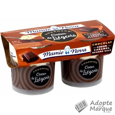 Mamie Nova Dessert Gourmand Cœur de Liégeois Chocolat & Cœur Caramel Beurre Salé Les 2 pots de 120G