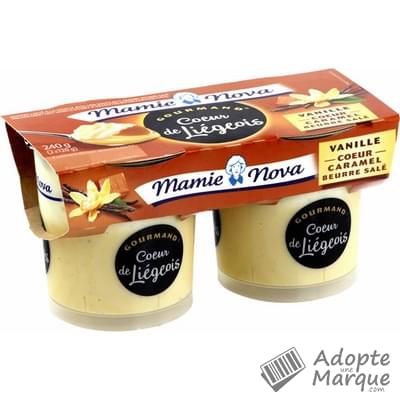 Mamie Nova Dessert Gourmand Cœur de Liégeois Vanille & Cœur Caramel Beurre Salé Les 2 pots de 120G