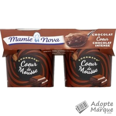 Mamie Nova Dessert Gourmand Cœur de Mousse Chocolat & Cœur Chocolat Intense Les 2 pots de 77G