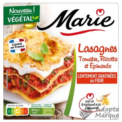 Marie Lasagnes Tomates, Ricotta & Epinards La barquette de 300G