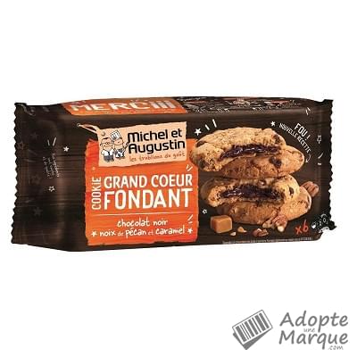 Michel et Augustin Super Cookies Cœur Fondant au Chocolat noir, Noix de Pécan & Caramel La boîte de 180G