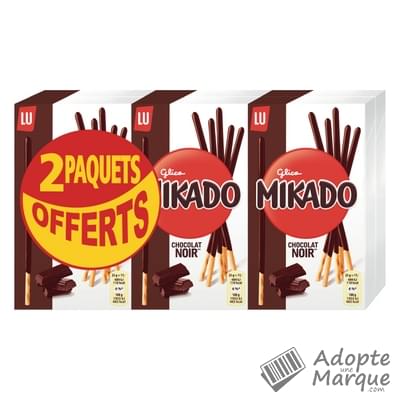 Mikado Biscuits nappés de Chocolat Noir Les 4 paquets de 90G