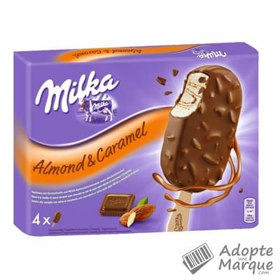 Milka Bâtonnets de glace Amandes & Caramel La boîte de 4 bâtonnets - 268G