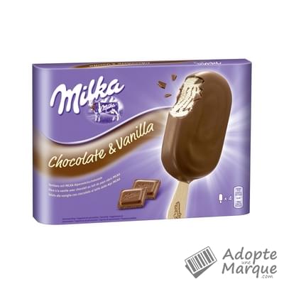 Milka Bâtonnets de glace Chocolat & Vanille La boîte de 4 bâtonnets - 284G