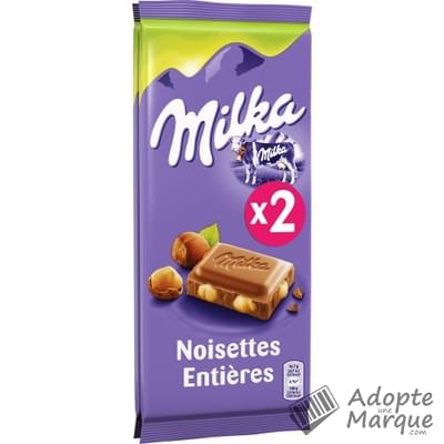 Milka Chocolat au lait et noisettes entières Les 2 tablettes de 100G