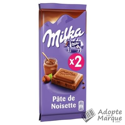 Milka Chocolat au lait et pâte de noisette Les 2 tablettes de 100G