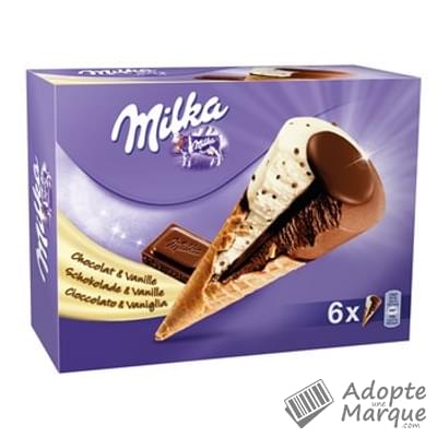 Milka Cônes glacés Chocolat & Vanille La boîtes de 6 cônes - 405G