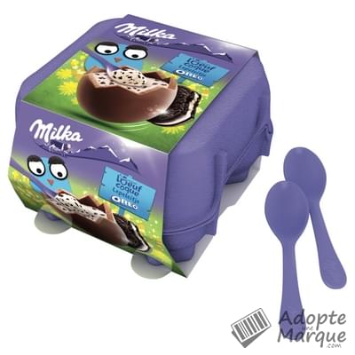 Milka Œufs Coque au Chocolat au Lait & Oréo La boîte de 4 œufs - 128G