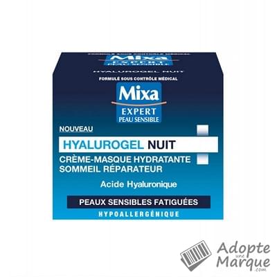 Mixa Expert Peau Sensible - Hyalurogel Nuit - Crème Masque Hydratante Le pot de 50ML