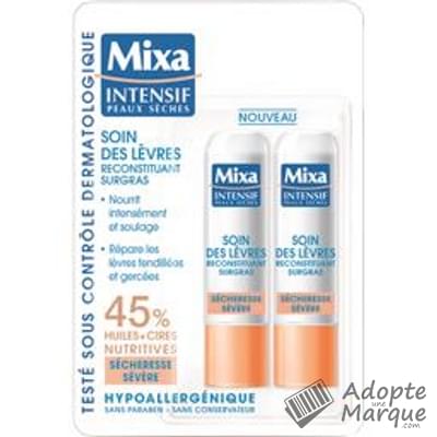 Mixa Intensif Peaux Sèches - Soin Lèvres Reconstituant Surgras Les 2 sticks à lèvres