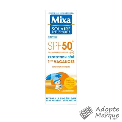 Mixa Solaire Peau Sensible - Lait Solaire Protection Bébé 1ères vacances SPF50+ Le tube de 50ML