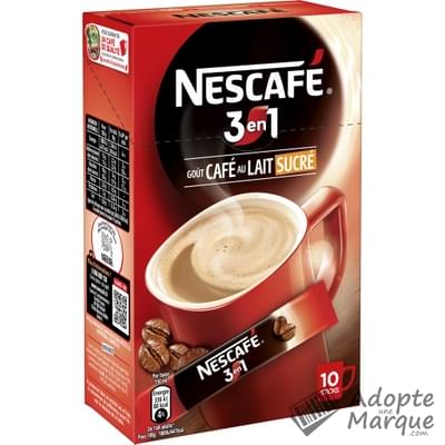 Nescafé 3en1 Goût Café au Lait Sucré La boîte de 10 sticks - 180G