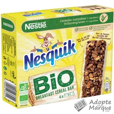 Nesquik Barres de Céréales au Chocolat Bio La boîte de 4 barres - 100G
