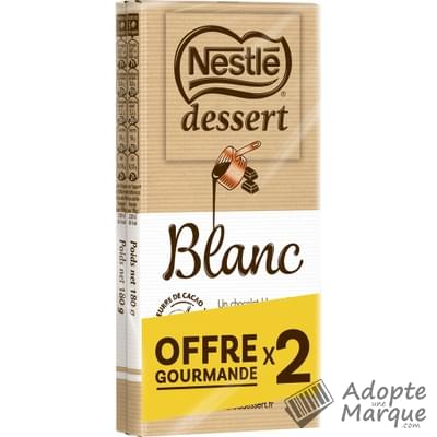 Nestlé Dessert Chocolat Blanc pâtissier Les 2 tablettes de 180G