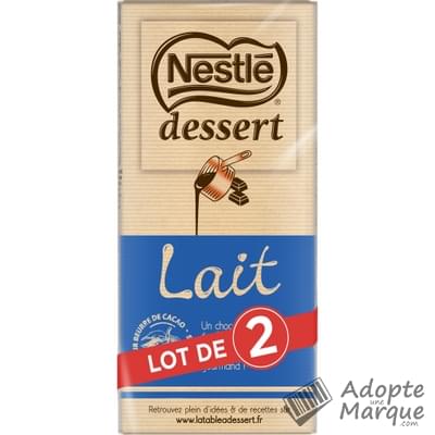Nestlé Dessert Chocolat au Lait pâtissier Les 2 tablettes de 170G
