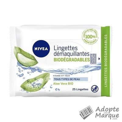 Nivéa Lingettes démaquillantes Biodégradables Aloe Vera Le paquet de 25 lingettes