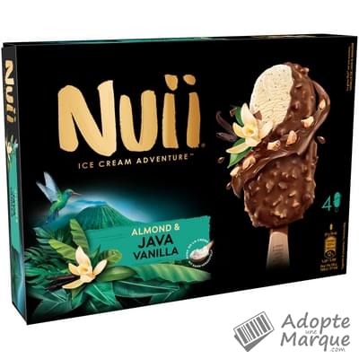 Nuii Glaces Almond & Java Vanilla La boîte de 4 bâtonnets - 268G