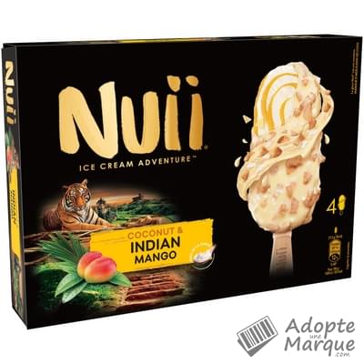 Nuii Glaces Coconut & Indian Mango La boîte de 4 bâtonnets - 286G