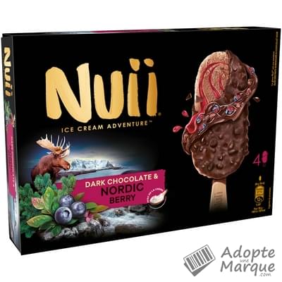 Nuii Glaces Dark Chocolate & Nordic Berry La boîte de 4 bâtonnets - 264G