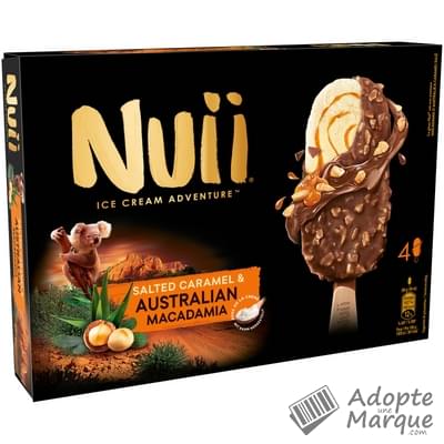 Nuii Glaces Salted Caramel & Australian Macadamia La boîte de 4 bâtonnets - 272G